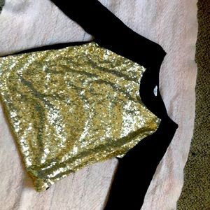 Gold Sequined Holiday Blouse